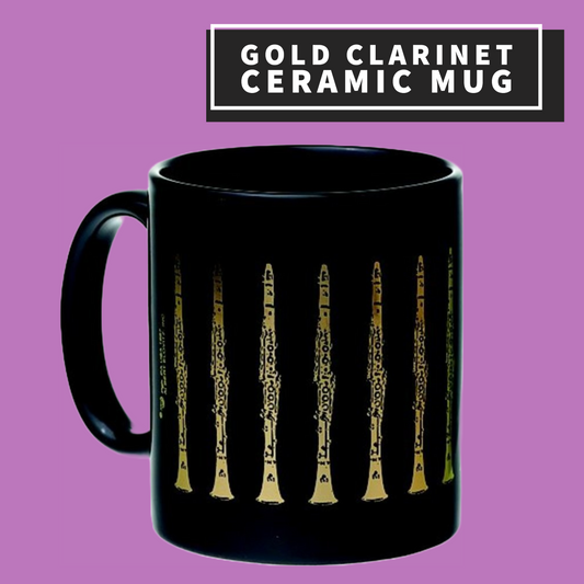 Gold Clarinet Ceramic Mug Giftware