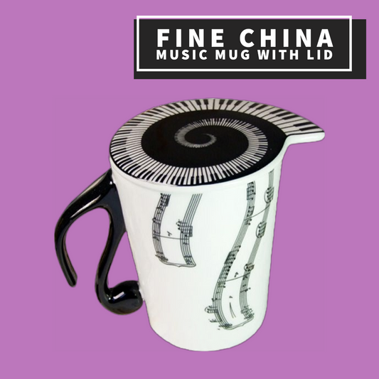 Fine China Vertical Stave Mug with Lid