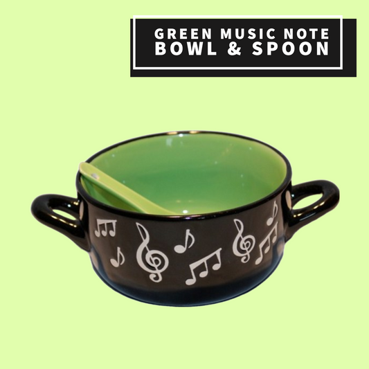 Music Note Bowl With Spoon (Green) Giftware
