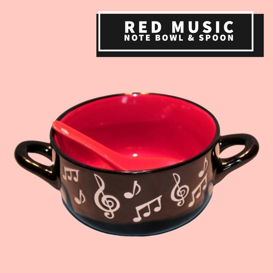 Music Note Bowl With Spoon (Red) Giftware