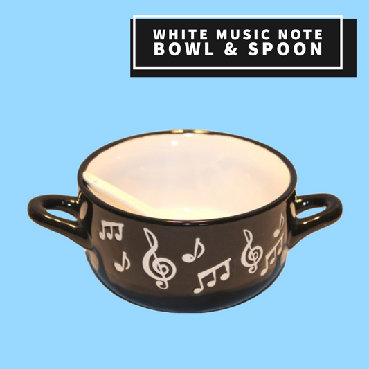 Music Note Bowl with Spoon (White)