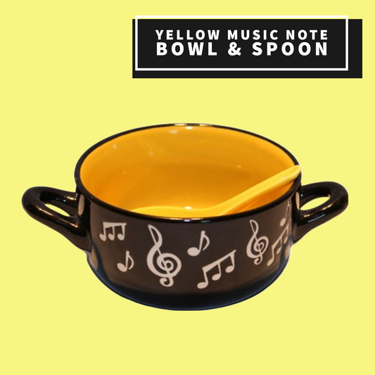 Music Note Bowl With Spoon (Yellow) Giftware
