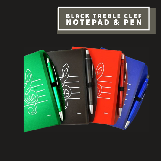 Black Treble Clef Notepad & Pen Giftware