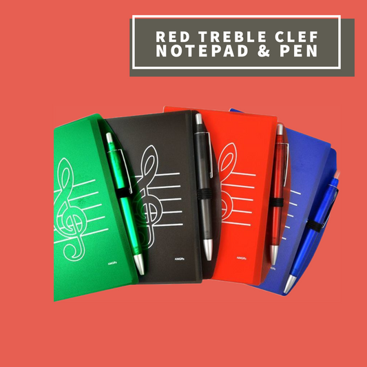 Red Treble Clef Notepad & Pen Giftware