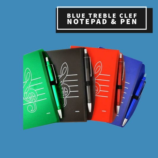 Blue Treble Clef Notepad & Pen Musical Instruments Accessories