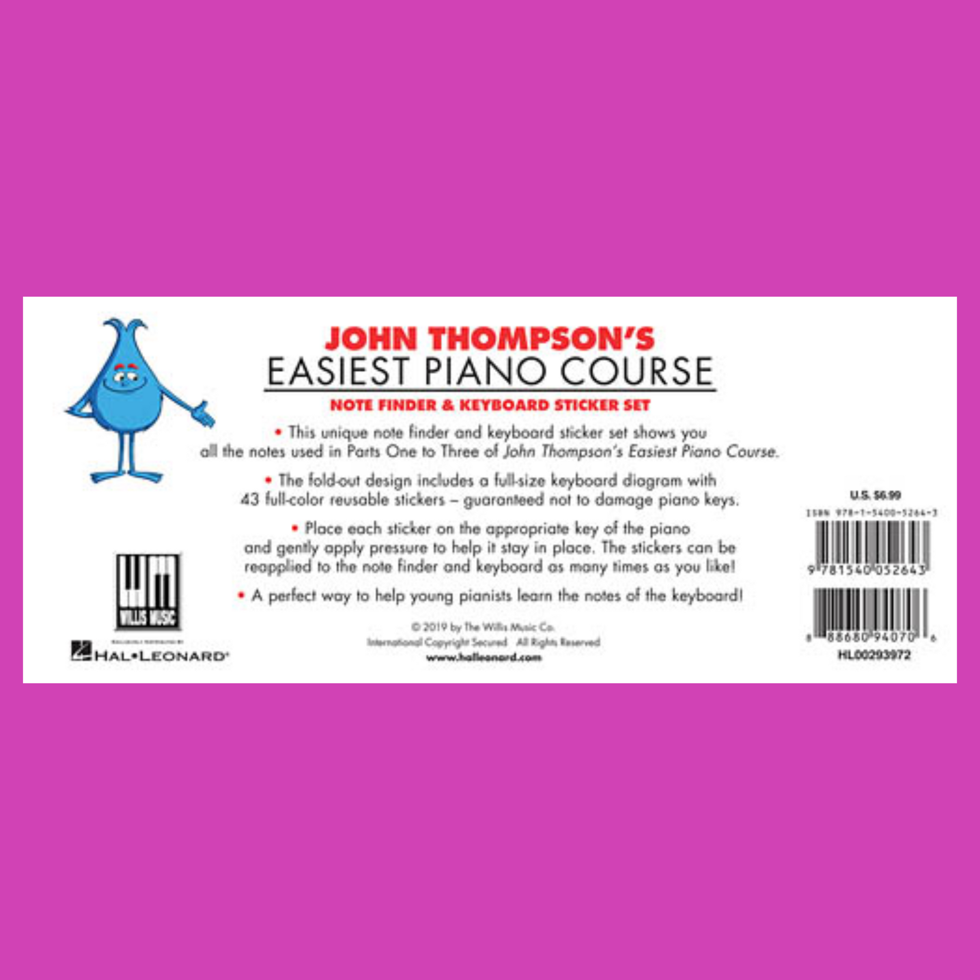 John Thompsons Easiest Piano Course - Note Finder & Keyboard Sticker Set
