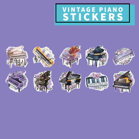 Vintage Floral Piano & Keyboard Sticker Set (20 pieces)