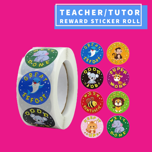 Teacher/Tutor Reward Sticker Roll - Happy Animals(500 Stickers)