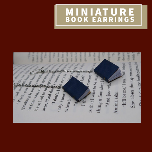 Miniature Book Earrings with Opening Pages (Blue)