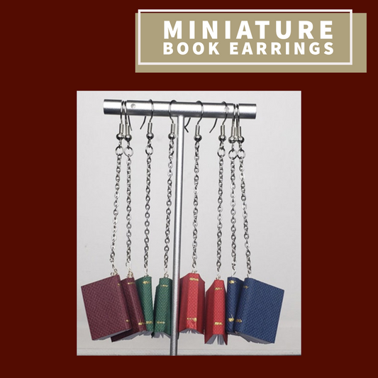 Miniature Book Earrings with Opening Pages (Burgundy)
