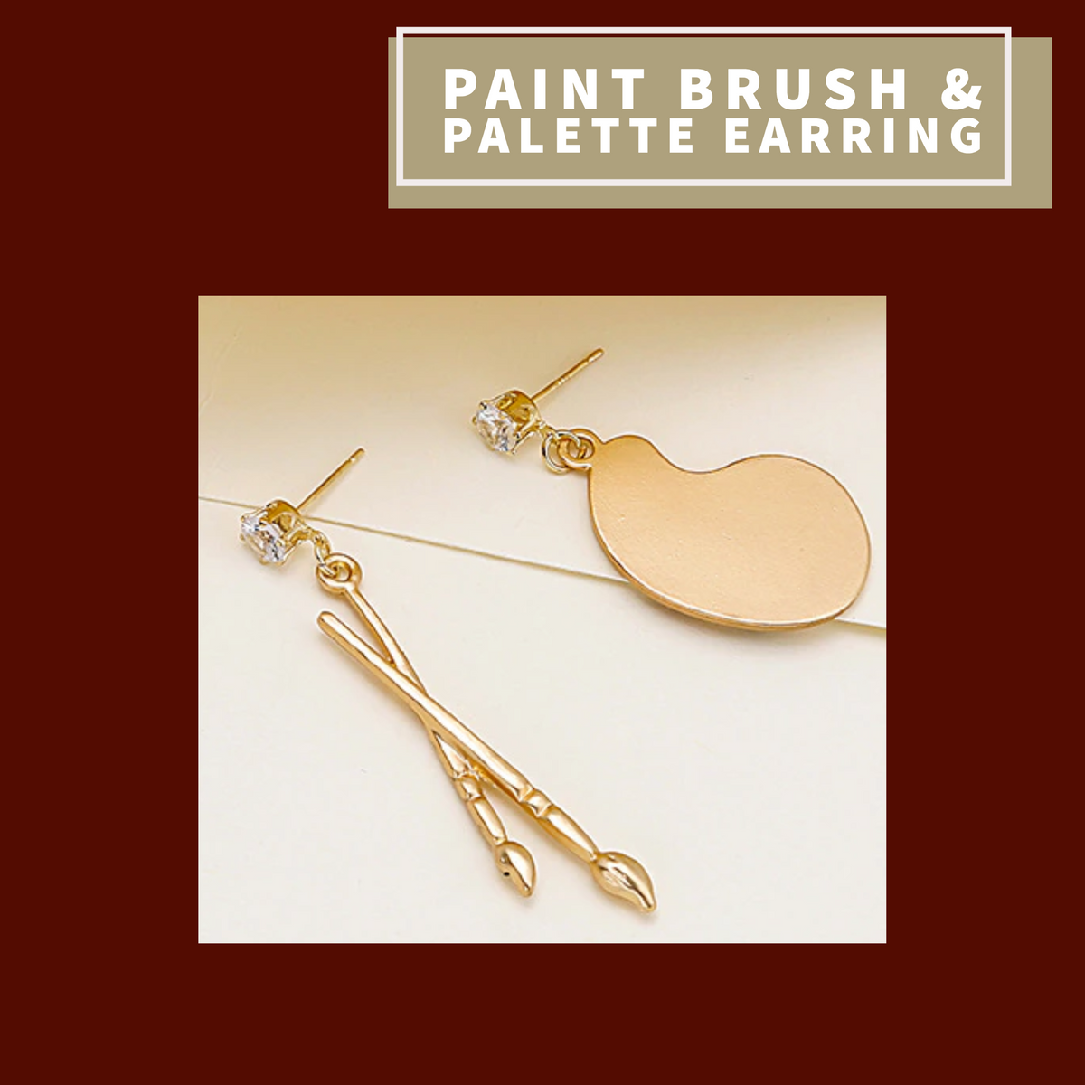 Paint Brush & Palette Artist Drop Earrings
