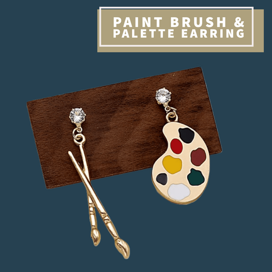 Paint Brush & Palette Artist Drop Earrings