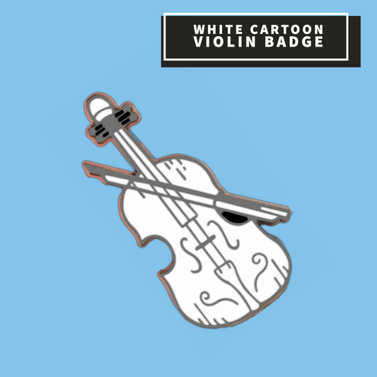 White Cartoon Violin Badge