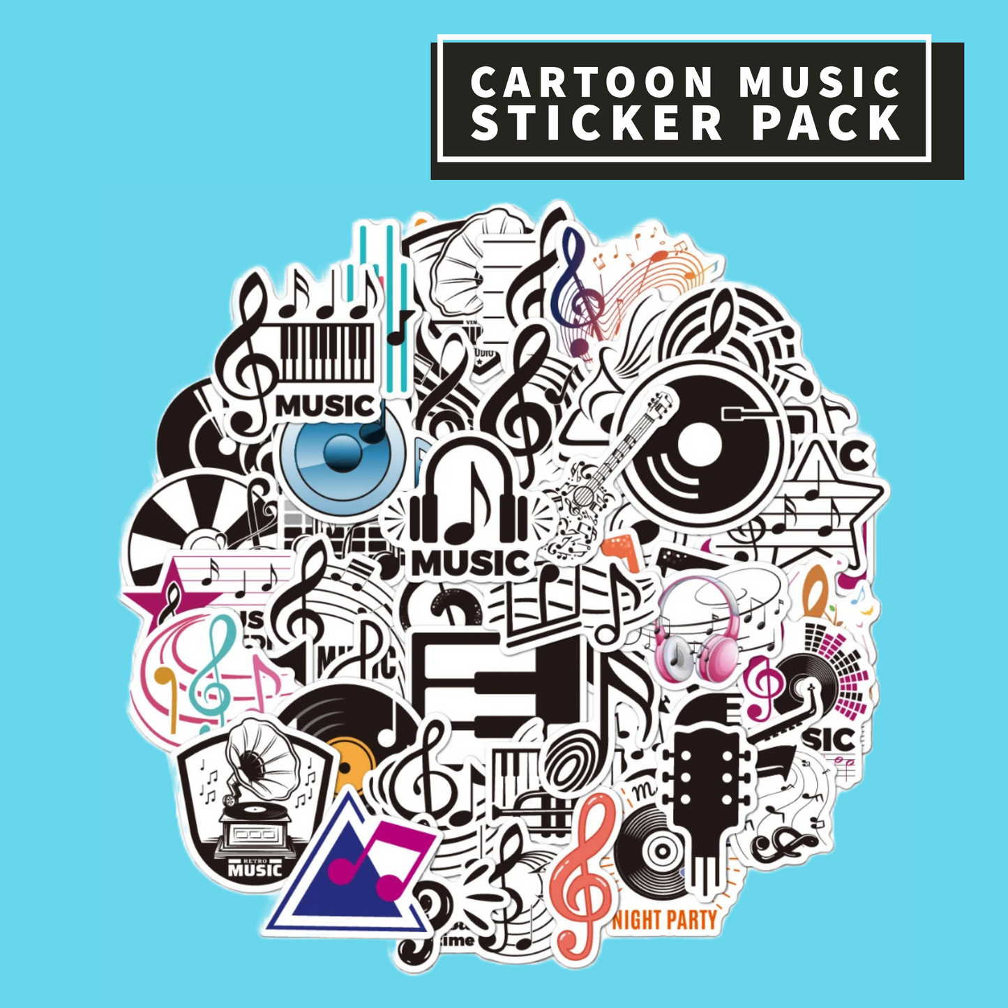 Cartoon Music Sticker Pack (20 pieces)