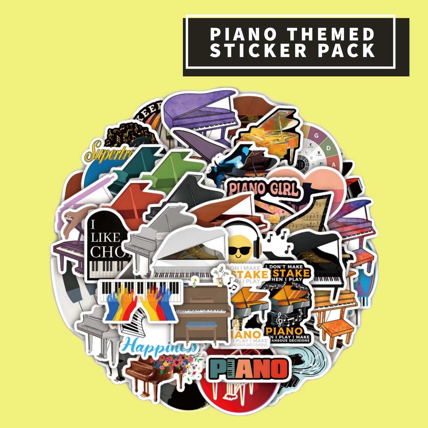 Piano Themed Sticker Pack (20 pieces)