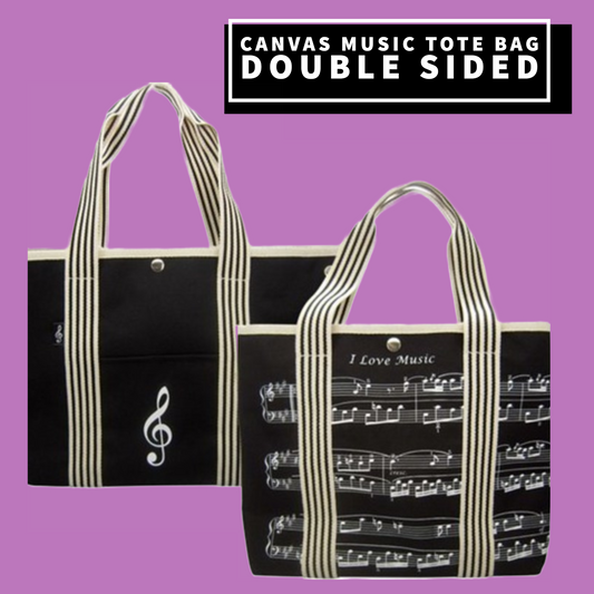 Canvas Tote Bag With Sheet Music Design
