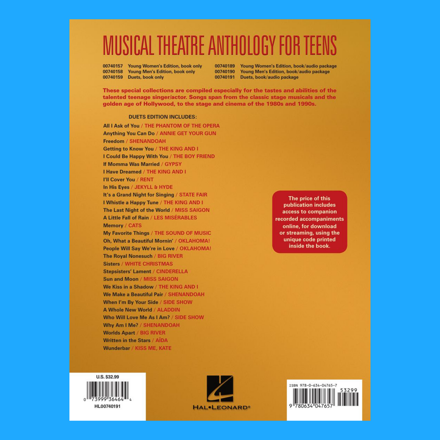 Musical Theatre Anthology For Teens Duets Book/Ola
