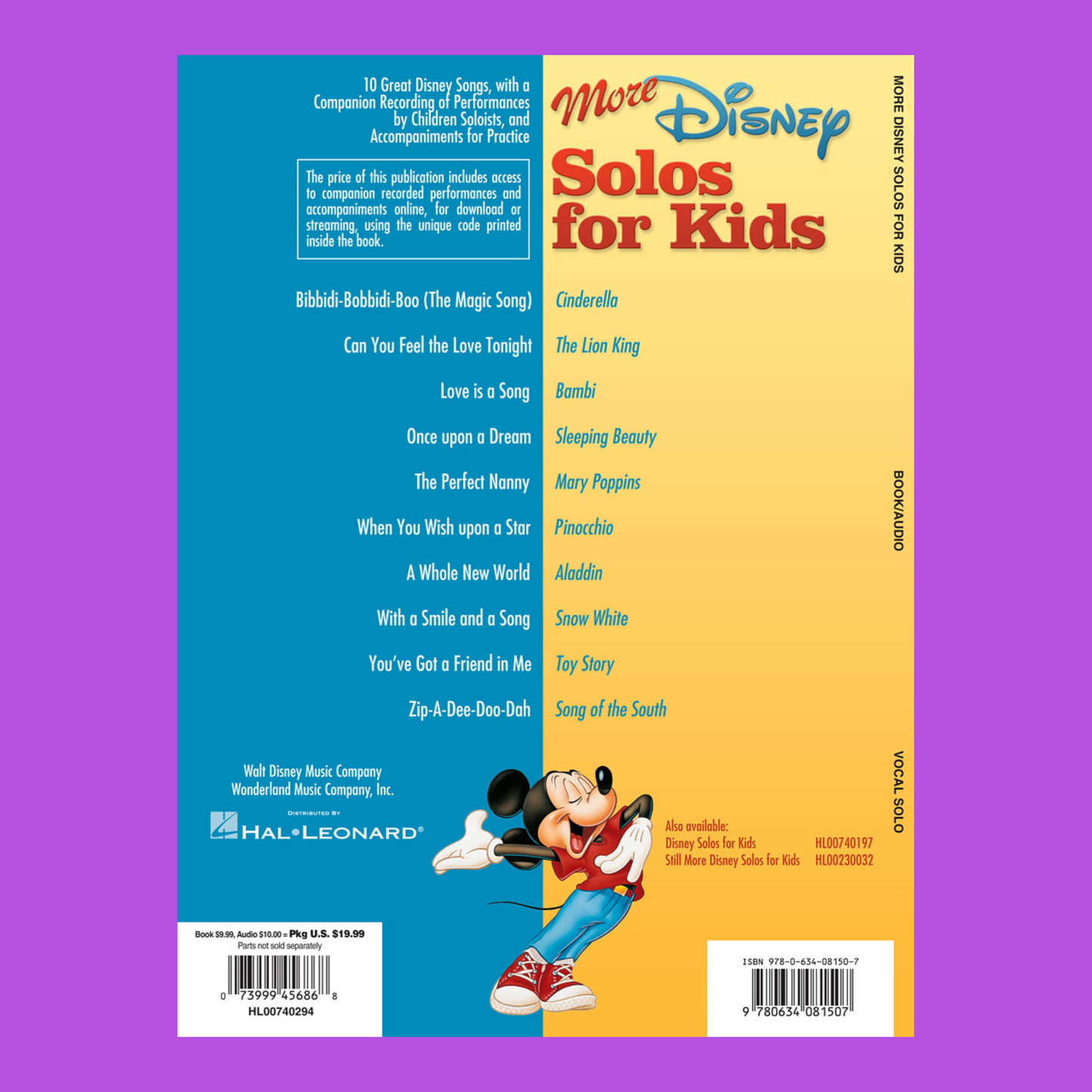 More Disney Solos For Kids - Vocal With Piano Accompaniment Book/Ola