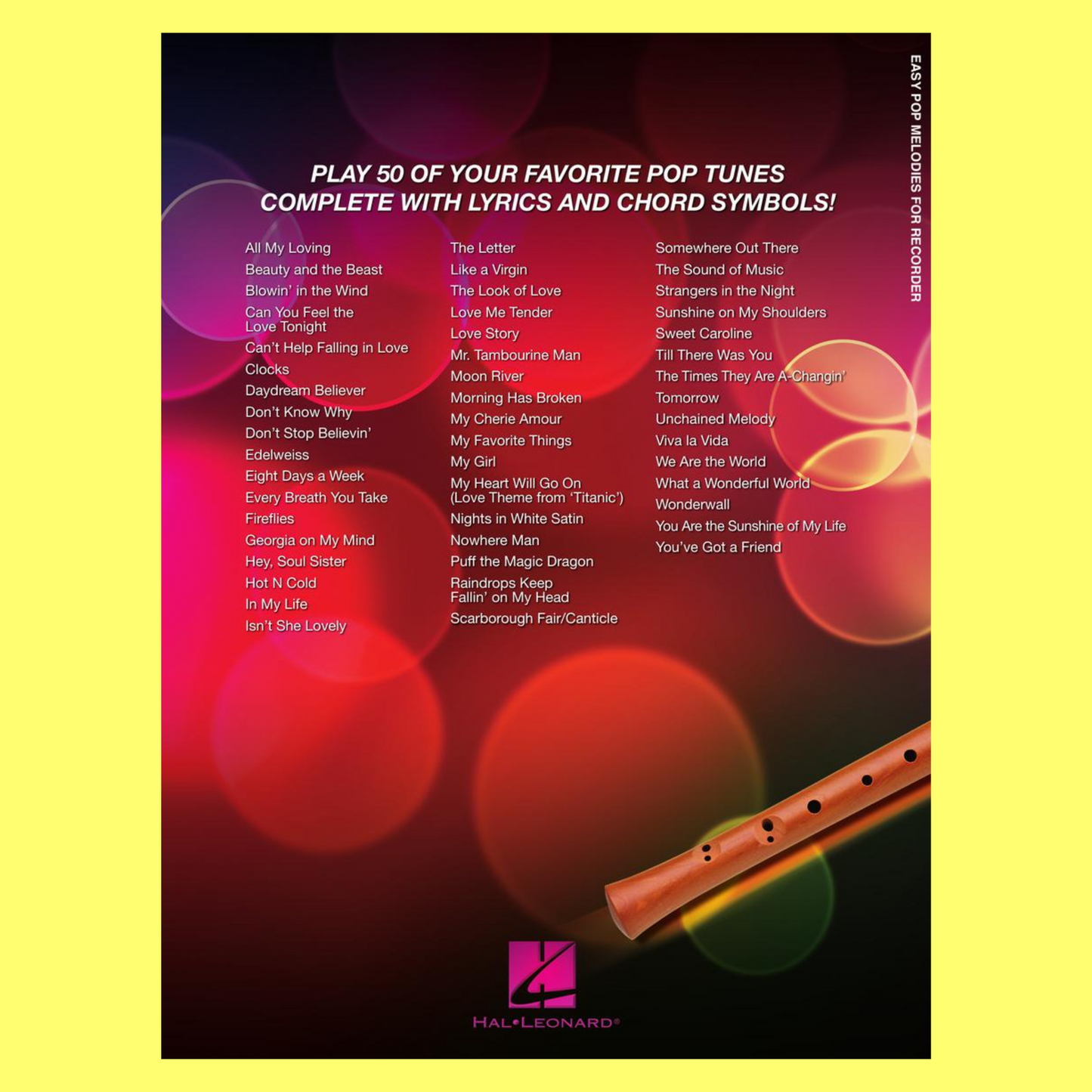 Easy Pop Melodies For Recorder Book - 50 Pop Songs