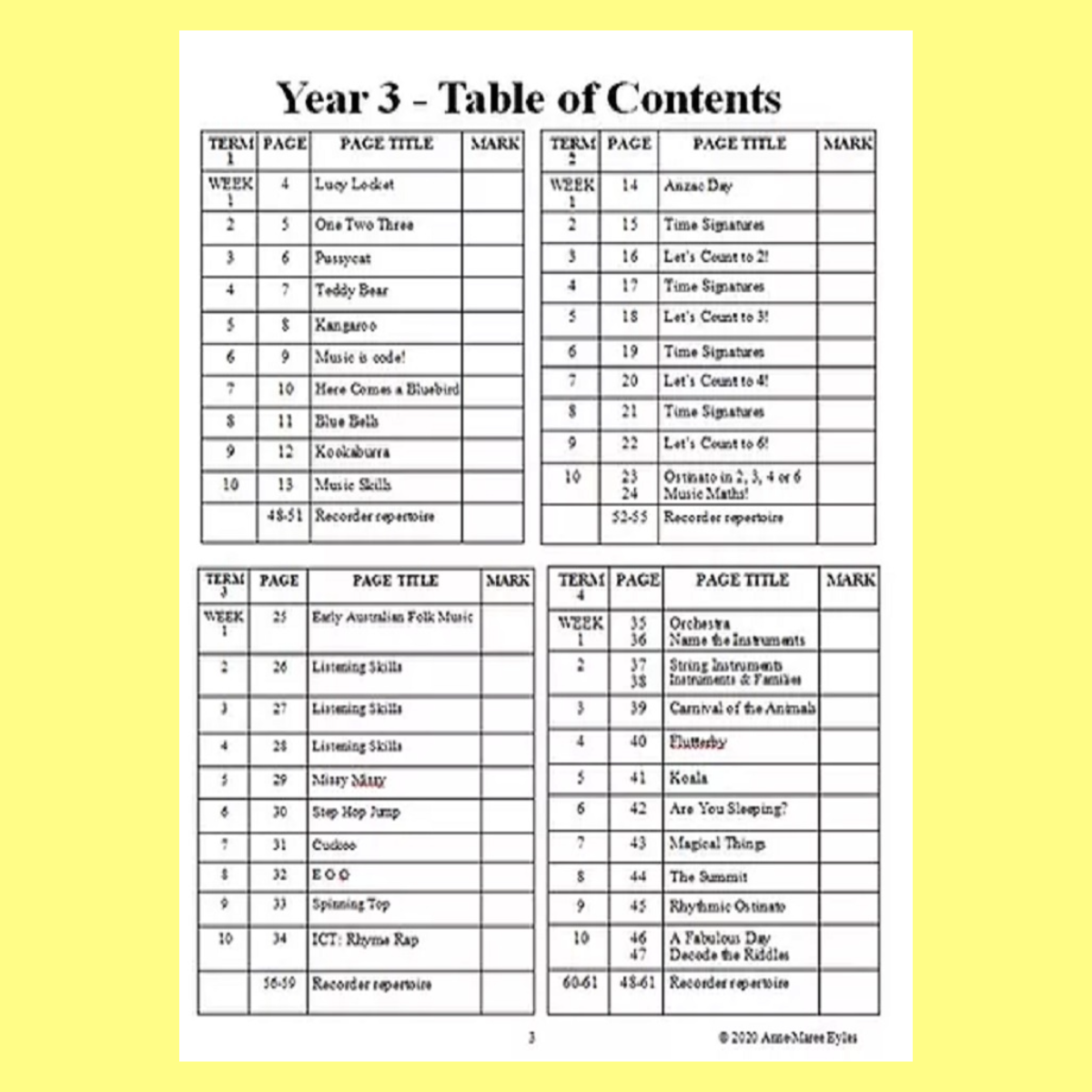Music Stepz 4 Kidz - Year 3 Student Music Workbook (NEW) 20 Pack Classroom Bundle