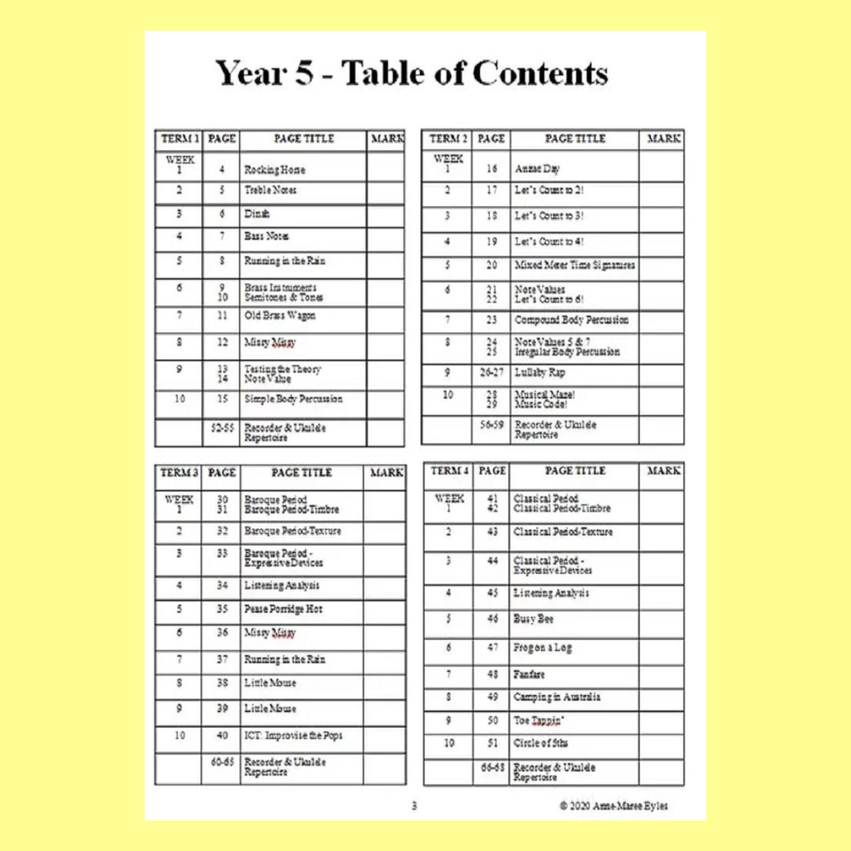 Music Stepz 4 Kidz - Year 5 Student Music Workbook (NEW) 20 Pack Classroom Bundle