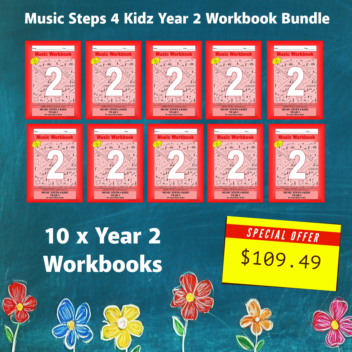 Music Stepz 4 Kidz - Year 2 Student Music Workbook (NEW) 10 Pack Classroom Bundle