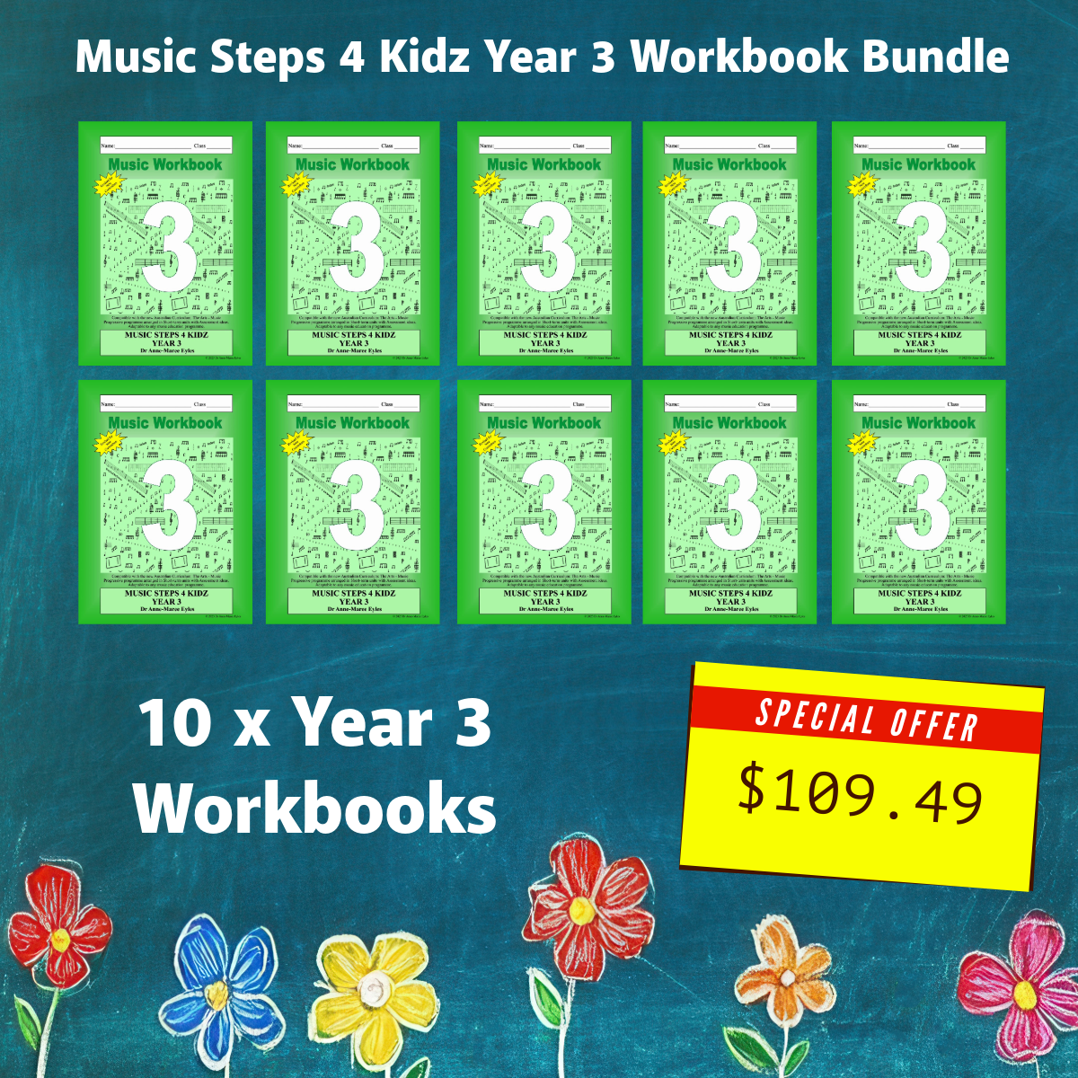 Music Stepz 4 Kidz - Year 3 Student Music Workbook (NEW) 10 Pack Classroom Bundle