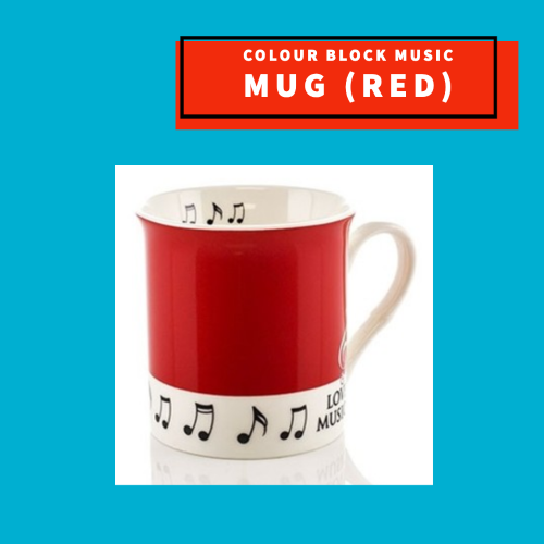 Colour Block Music Mug - Red