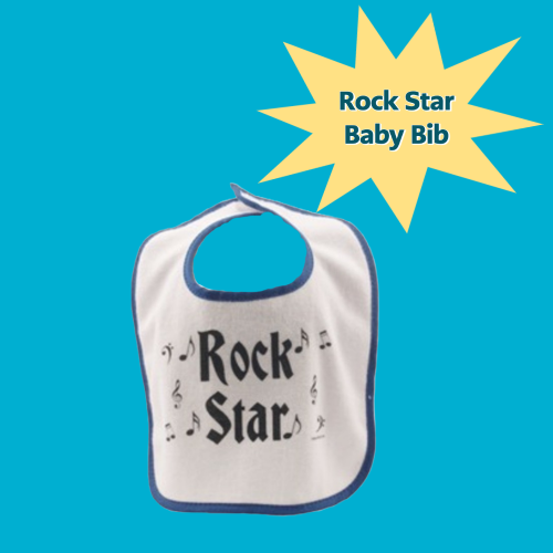 Baby Bib Rock Star In Blue Giftware
