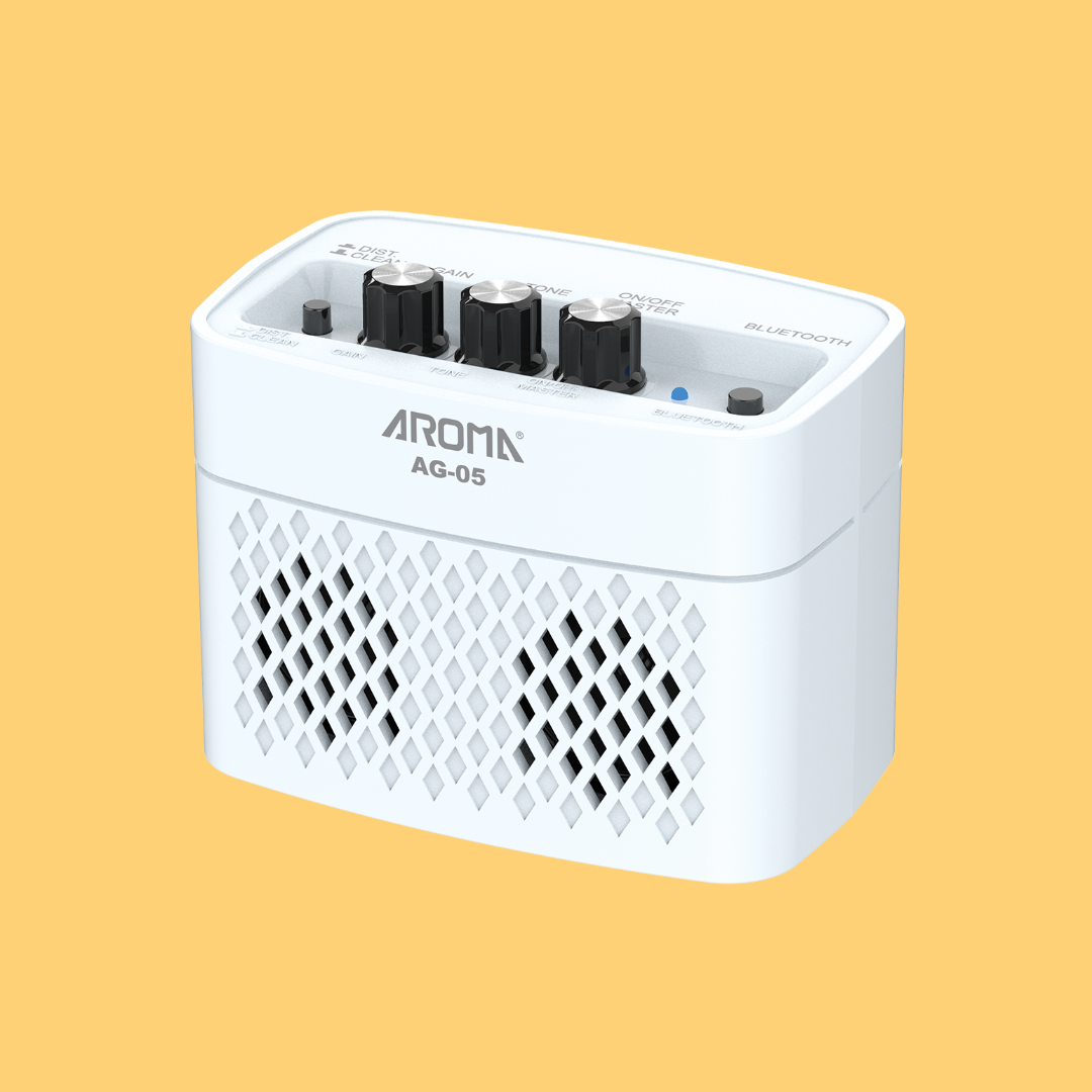 Aroma AG05WH Portable Rechargeable Electric Guitar Amplifier - White