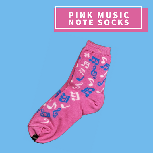 Pink Socks - With Musical Notes Giftware