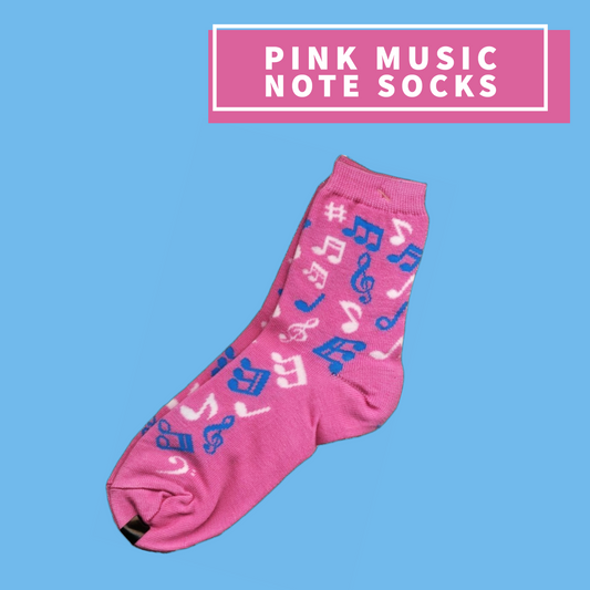Pink Socks - With Musical Notes