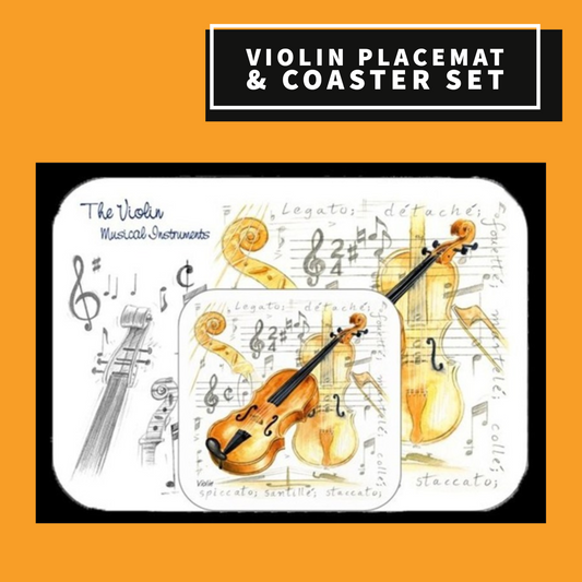 Placemat And Coaster Set - Violin Design Giftware