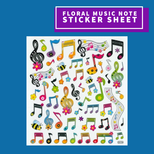 Music Stickers Sheet - Floral Notes Giftware