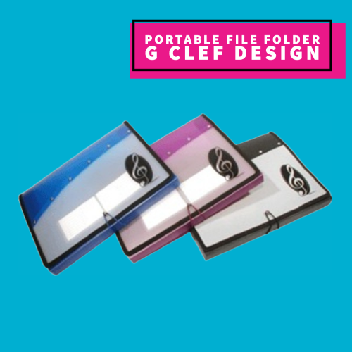 Portable File Folder - Treble Clef Design (Assorted Colours) Giftware