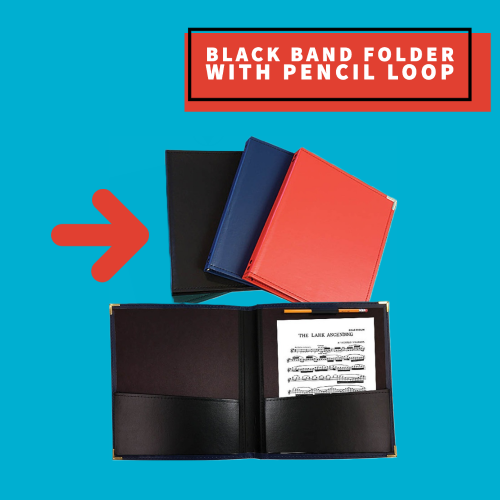 Black Band & Orchestra Folder with Pencil Loop (30.4cm x 35.5cm)