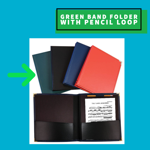 Green Band & Orchestra Folder with Pencil Loop (30.4cm x 35.5cm)