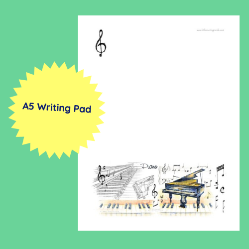 A5 Writing Pad - Piano Design