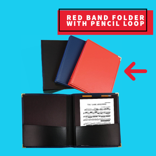 Red Band & Orchestra Folder with Pencil Loop (30.4cm x 35.5cm)