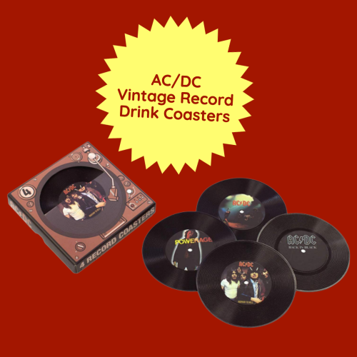 Ac/Dc Vintage Record Drink Coasters - Set Of 4 Giftware