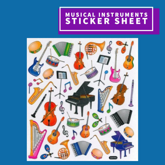 Musical Instruments Sticker Sheet Giftware