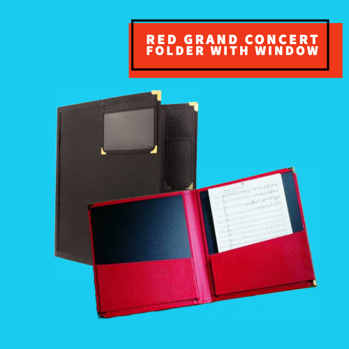 Red Grand Concert Band Folder With Pencil Pocket & Front Window (30.4Cm X 35.5Cm) Musical