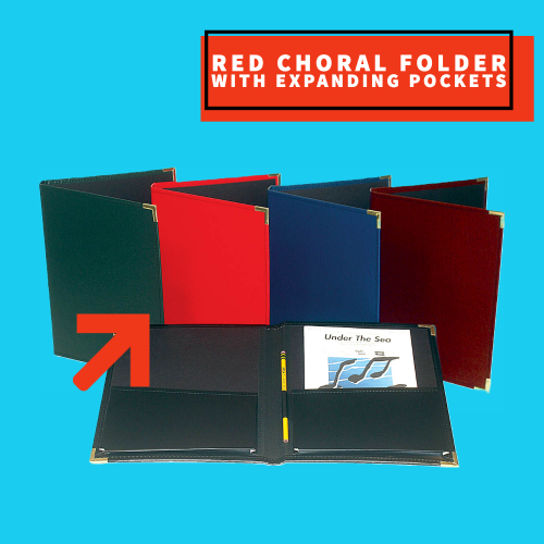 Red Choral Folder with Expanding Pockets & Pencil Loop (22.8cm x 30.5cm)