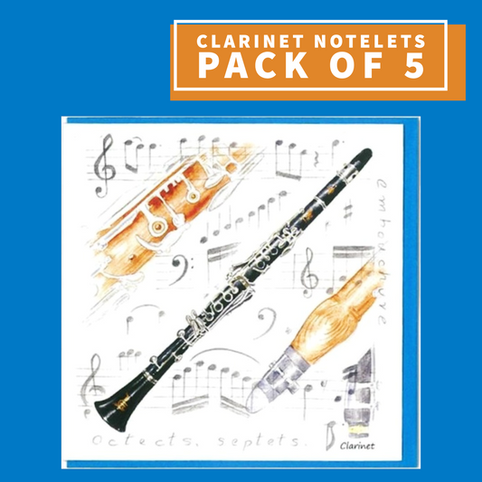 Notelets/Cards - Clarinet Design (Pack Of 5) Giftware