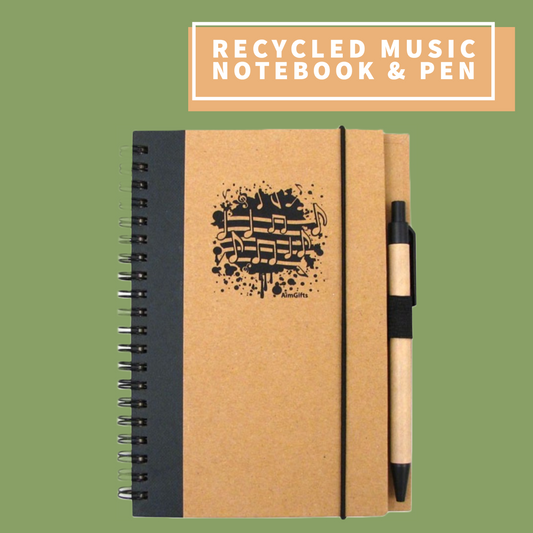 Recycled Music Notes Notebook With Pen Giftware