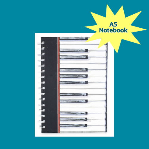 A5 Hardback Spiral Bound Notebook - Piano Keys Design
