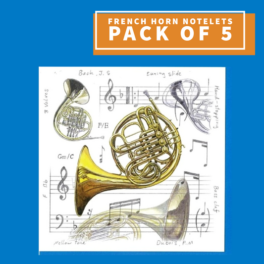 Notelets/Cards - French Horn Design (Pack Of 5) Giftware