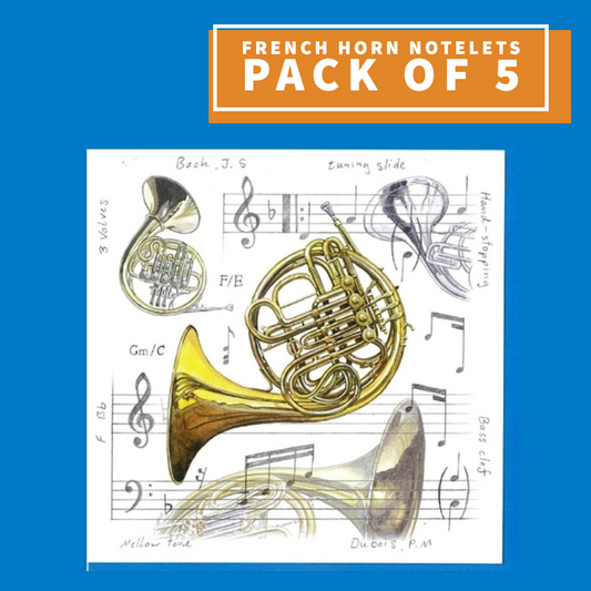 Notelets/Cards - French Horn Design (Pack Of 5)
