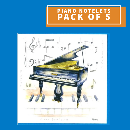 Notelets/Cards - Piano Design (Pack Of 5) Giftware