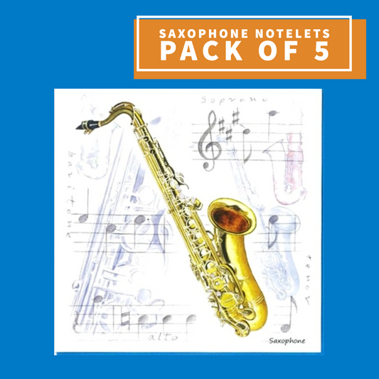 Notelets/Cards  - Saxophone Design (Pack Of 5)